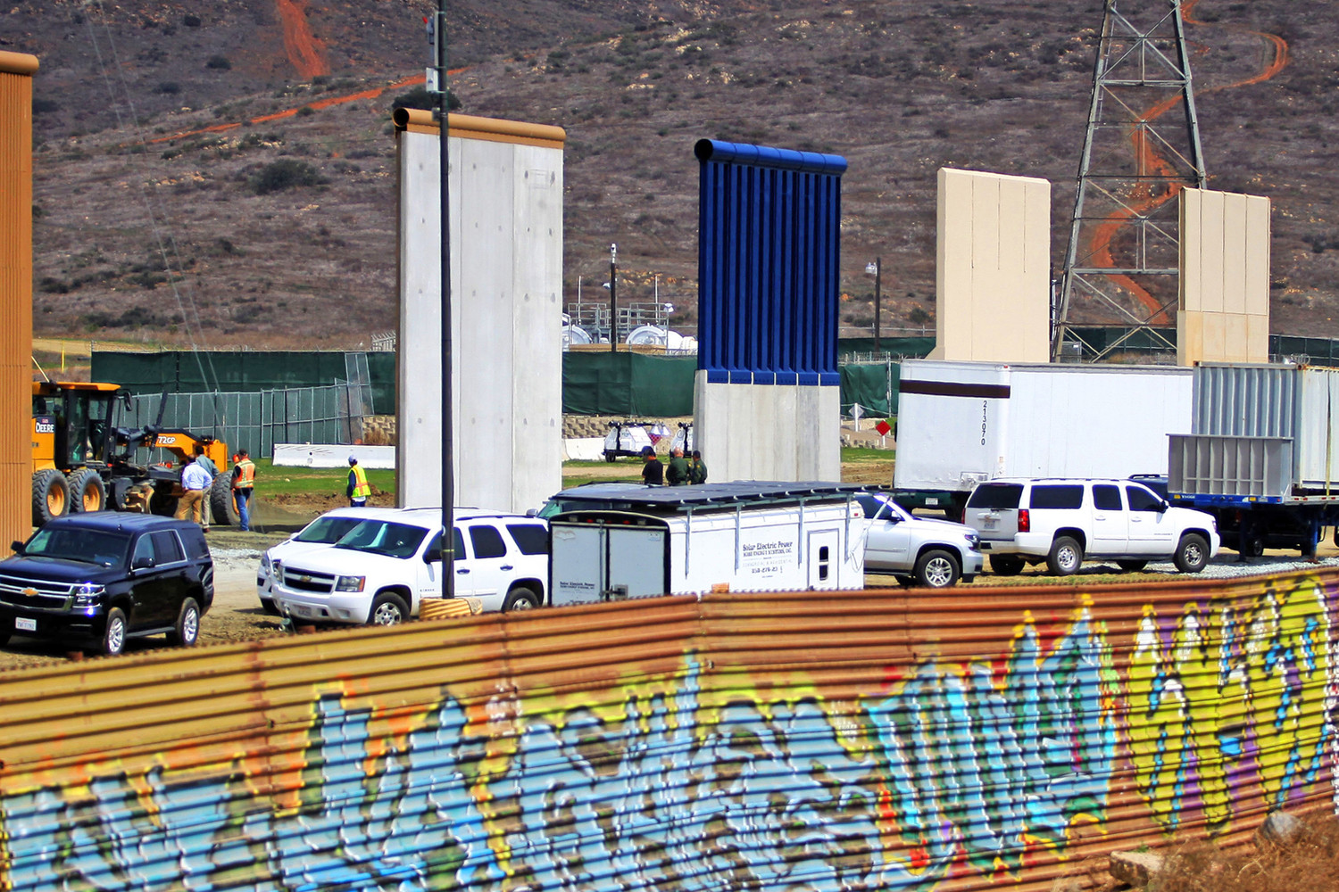 Border wall prototypes are seen near San Diego March 12. Image taken from Las Torres, Mexico.